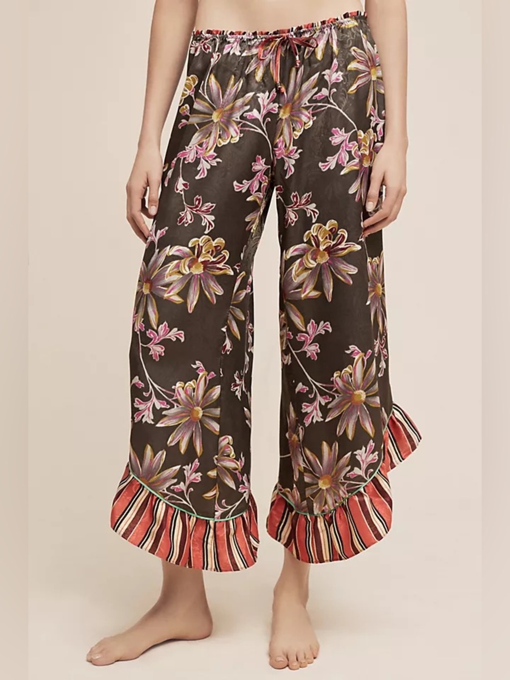 Anthropologie By Eloise Floral Wide-Leg Lounge Pajama Pants Sz M